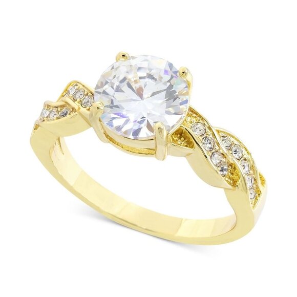Charter Club Crystal Twist Engagement Ring in Gold-Tone Size 5 MSRP $30 NWT - Picture 1 of 7